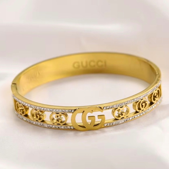 GUCCI Stainless Steel Rhinestones Luxury Designer Bracelet - Picture 1 of 4